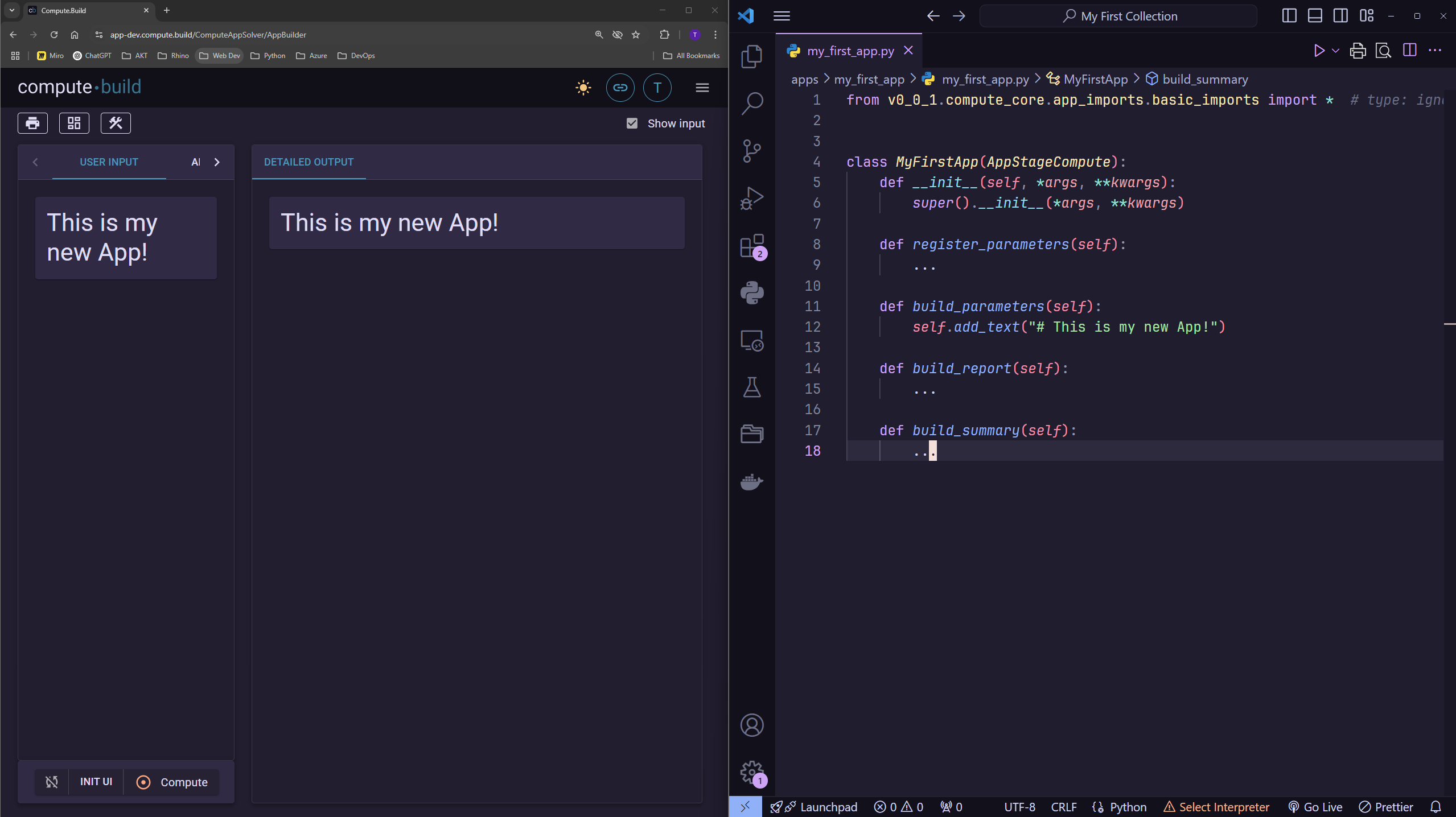 App Builder new app first text