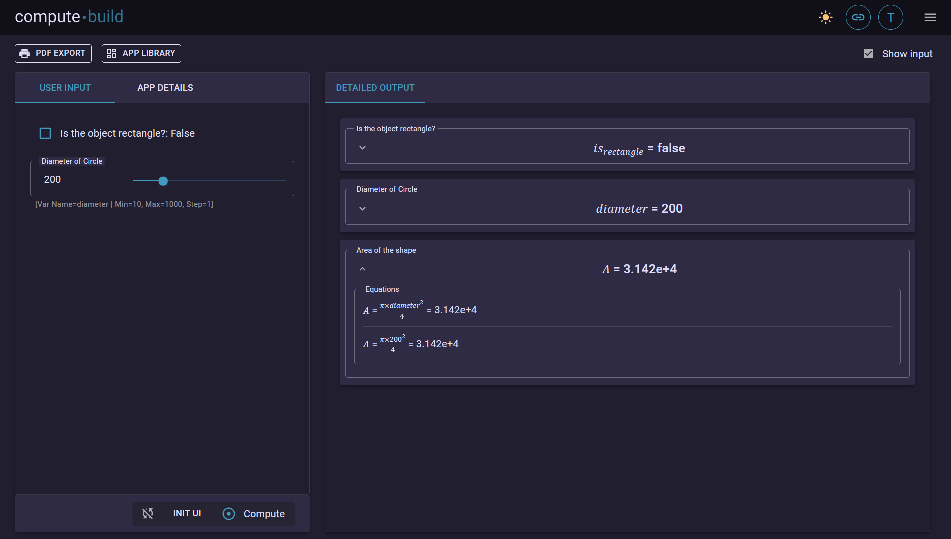 Dynamic Area Calculation