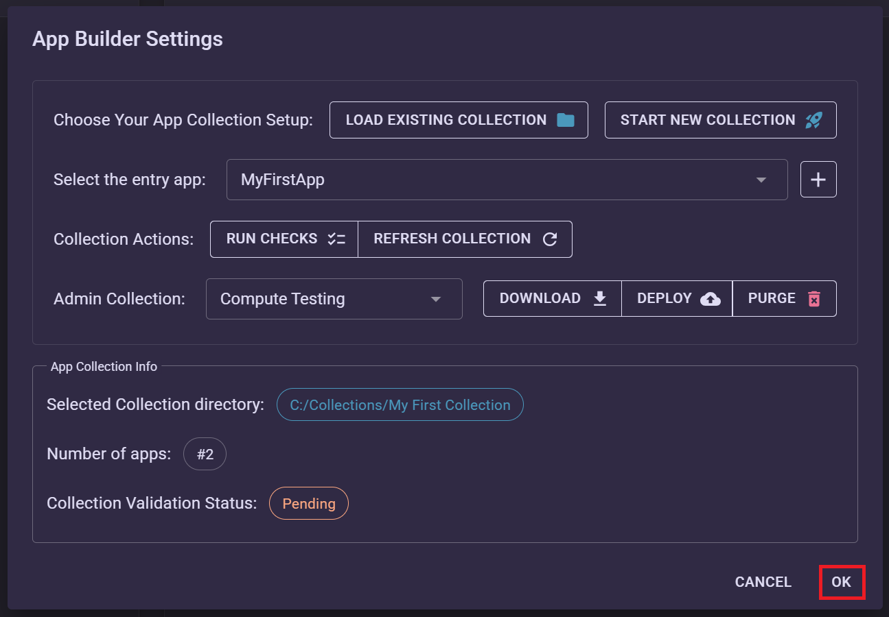 App Builder apply changes