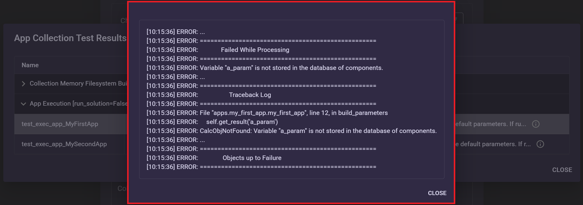 App Builder Error Message