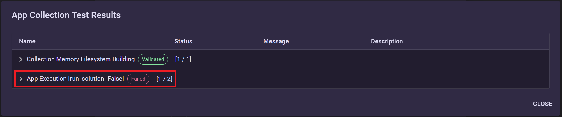 App Builder Checks Results - Test Suite Info
