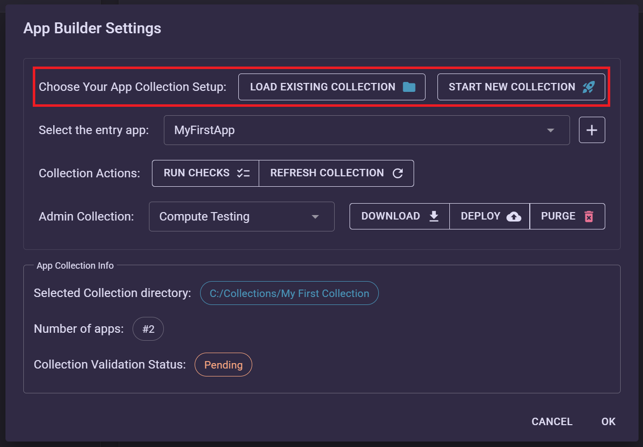 App Builder collection setup