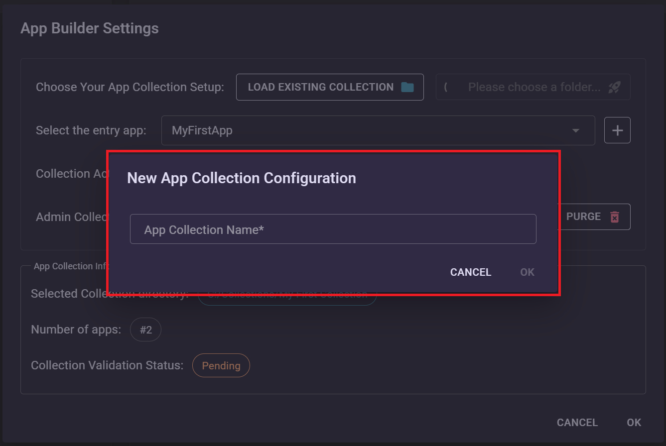 App Builder start collection name